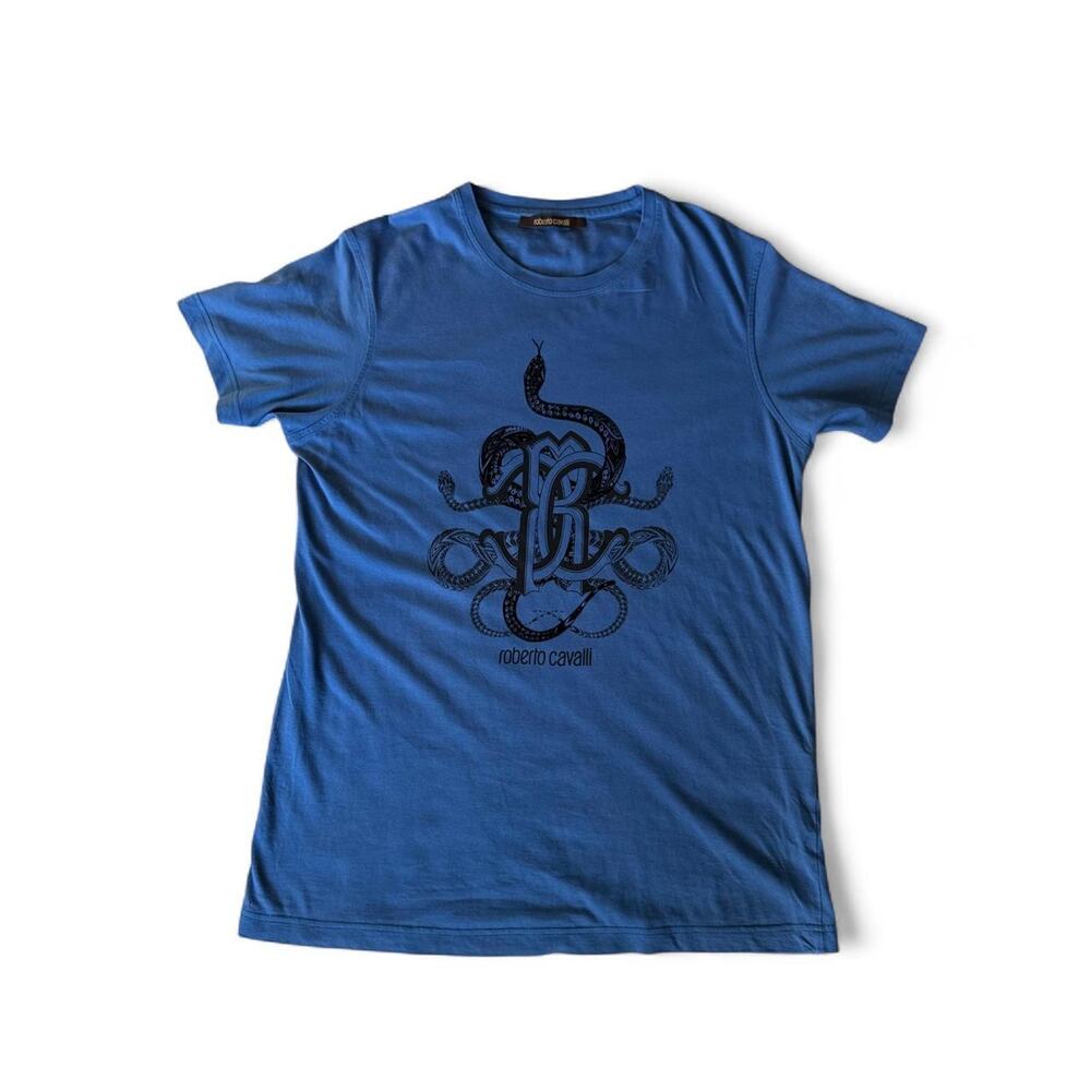 ROBERTO CAVALLI Blue Snake Graphic Tee